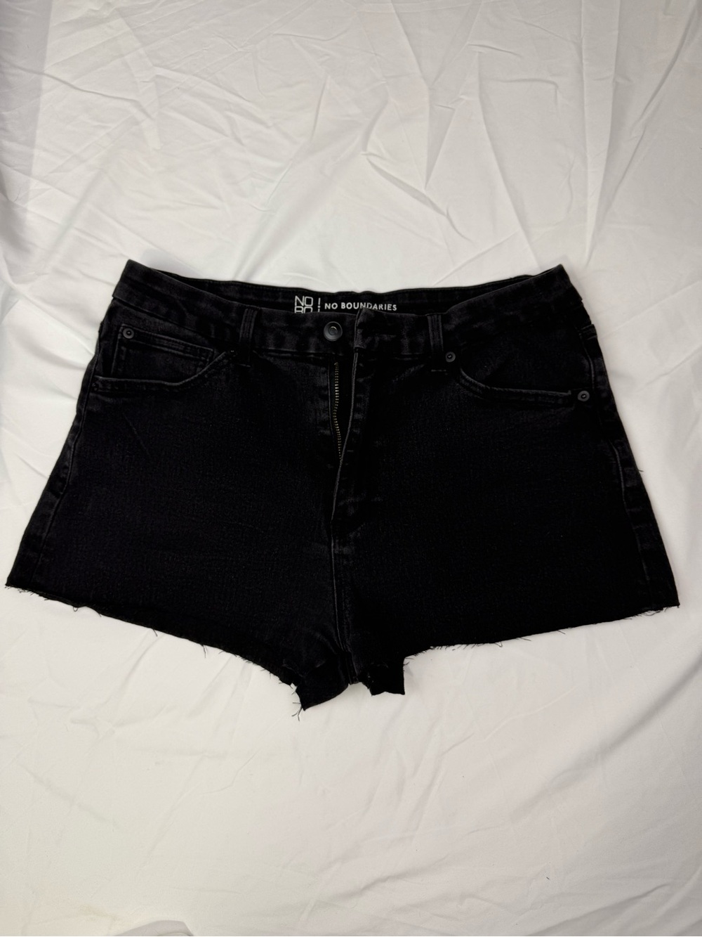 No Boundaries Black Frayed Hem Denim Shorts